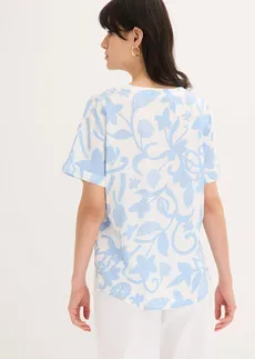 Gedessineerde tuniekblouse van soepele viscose • wolwit/lichtblauw gebloemd • bonprix online shop