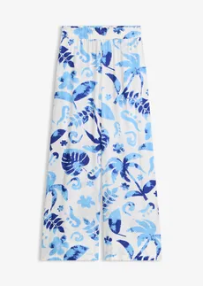 Pantalon large en viscose texturée • blanc-bleu saphir floral • Boutique bonprix