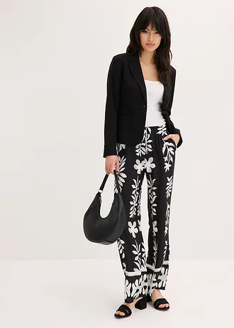 Pantalon imprimé en viscose fluide • noir-blanc floral • Boutique bonprix