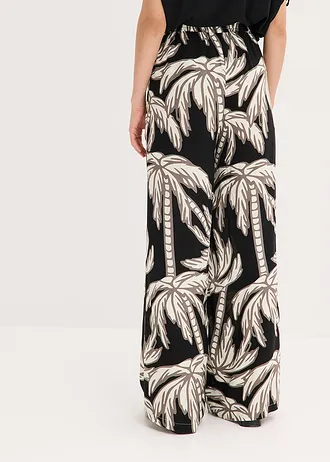 Marlene Dietrich broek van soepele viscose • zwart-wit gebloemd • bonprix online shop