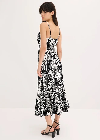 Sukienka na ramiączkach z miękkiej mieszanki wiskozy • czarno-biały w kwiaty • sklep bonprix