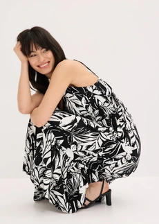 Robe à fines bretelles en jersey viscose • noir-blanc floral • Boutique bonprix