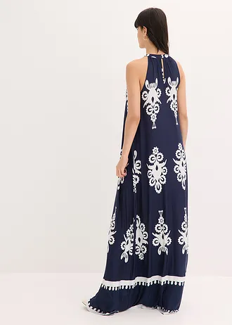 Jersey jurk in een zachte visocemix • donkerblauw-wolwit gedessineerd • bonprix online shop