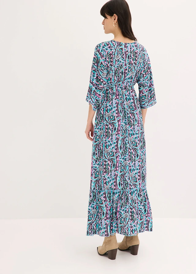 Maxi jurk van soepele viscose • turkoois/paars gedessineerd • product-page.page-title-suffix