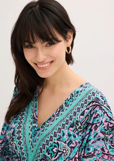 Rochie maxi cu imprimeu din viscoză fluidă • turcoaz/lila cu imprimeu • magazin bonprix