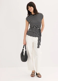 Shirt met drapering • zwart-wolwit gestreept • bonprix online shop