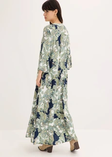 Robe longue et fluide en viscose, Couleur: bleu foncé-blanc-vert clair paisley