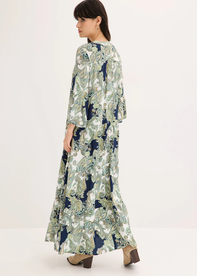 Maxi jurk van soepele viscose • donkerblauw-wit-lichtgroen paisley • product-page.page-title-suffix