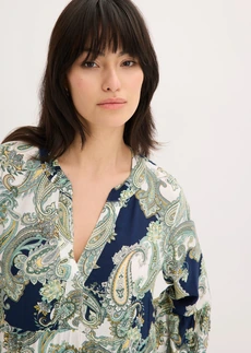 Robe longue et fluide en viscose • bleu foncé-blanc-vert clair paisley • Boutique bonprix