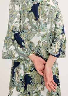 Maxi jurk van soepele viscose • donkerblauw-wit-lichtgroen paisley • bonprix online shop
