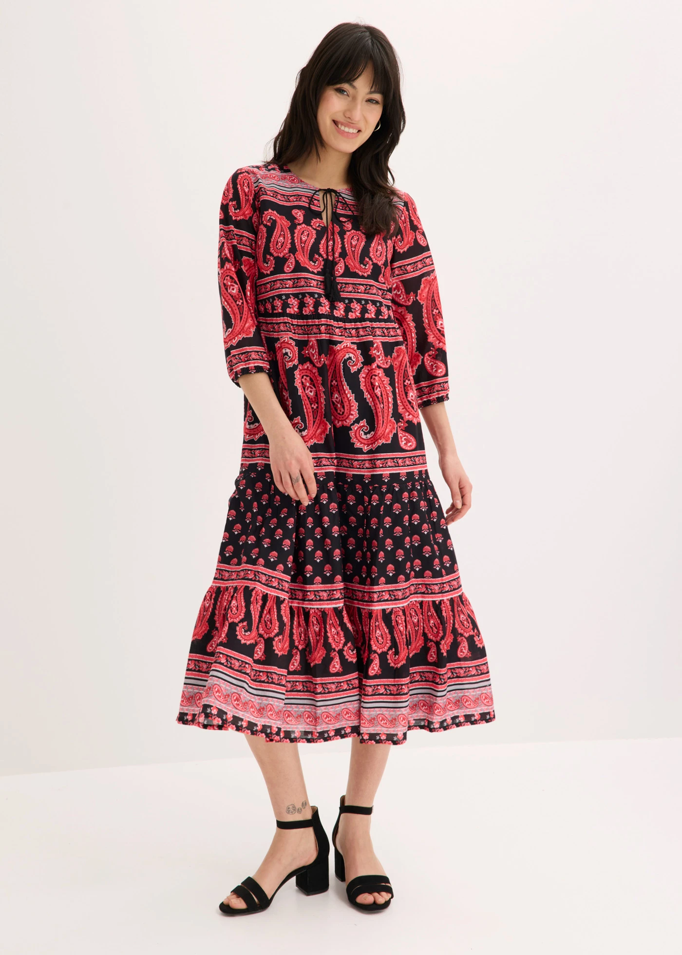 Rochie midi din bumbac 100% • negru • magazin bonprix