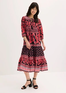 Robe midi 100% coton • noir imprimé • Boutique bonprix