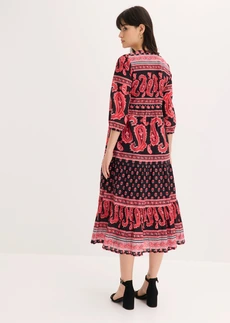 Midi jurk van puur katoen • zwart met print • bonprix online shop