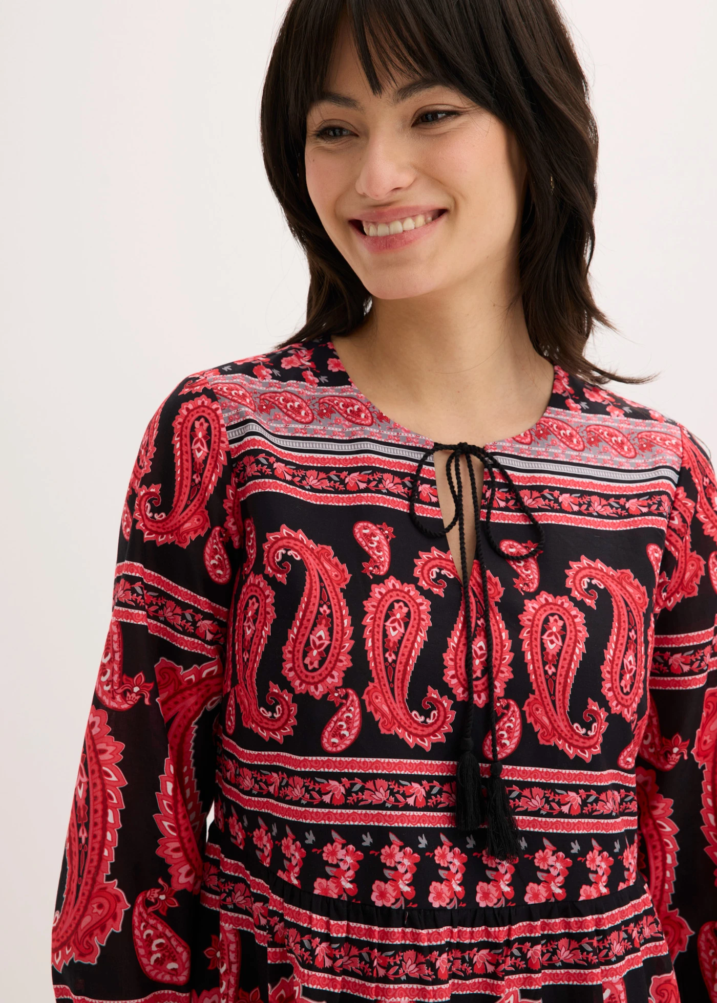 Midi jurk van puur katoen • zwart met print • bonprix online shop