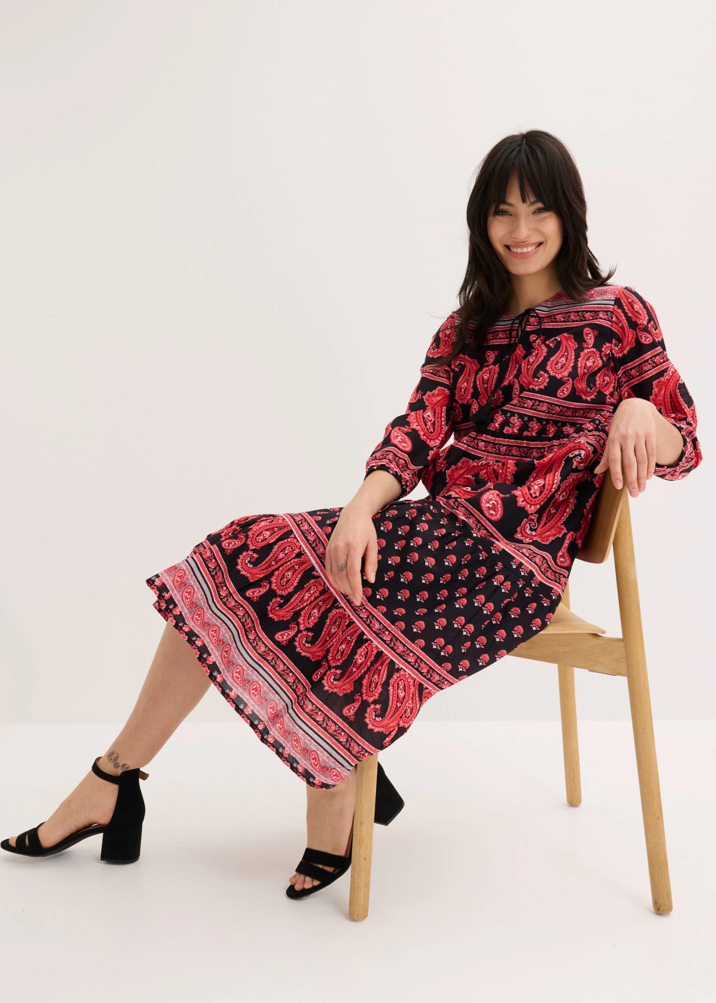 Rochie midi din bumbac 100% • negru • magazin bonprix