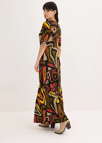 Maxi ruha puha viszkóz keverékből • kárminvörös/fekete mintás • bonprix áruház