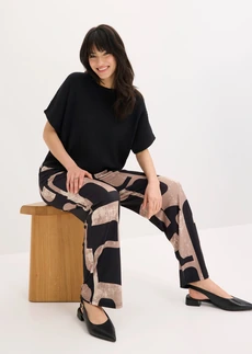 Jersey broek • zwart-kiezelgrijs met print • bonprix online shop