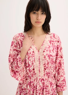 Rochie din jerse cu dantelă • pink cu imprimeu • magazin bonprix