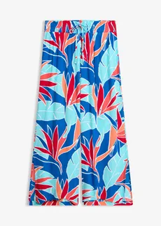 Pantaloni de plajă din viscoză fluidă, culoare: albastru floral
