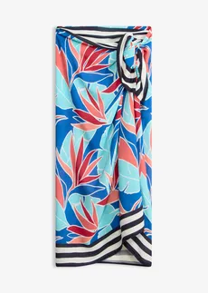 Strandpareo van soepele viscose, Kleur: blauw gebloemd