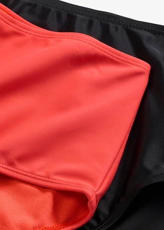 Lot de 2 bas de maillot taille haute, Couleur: capucine/noir