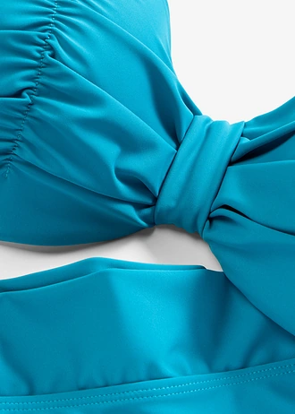 Bikini z biustonoszem o kroju balkonetki z wyściełanymi ramiączkami (komplet 2 cz.) • zielono-niebieski • sklep bonprix