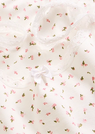 Pyjashort en matière côtelée • écru floral • Boutique bonprix