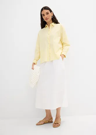 Gestreepte overhemdblouse van puur biologisch katoen • wit-lichtgeel verticaal gestreept • bonprix online shop