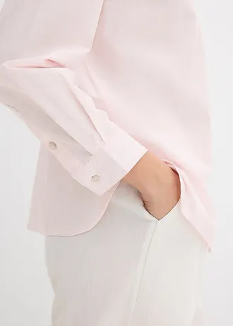 Gestreepte overhemdblouse van puur biologisch katoen • wit-lichtroze verticaal gestreept • bonprix online shop