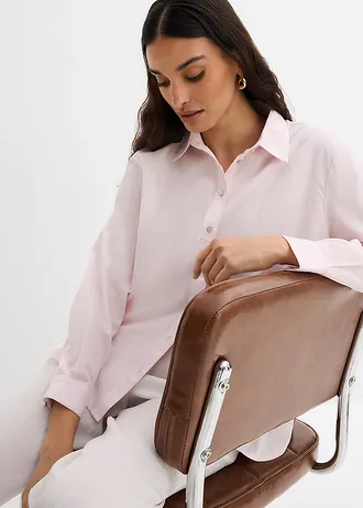 Gestreepte overhemdblouse van puur biologisch katoen • wit-lichtroze verticaal gestreept • bonprix online shop