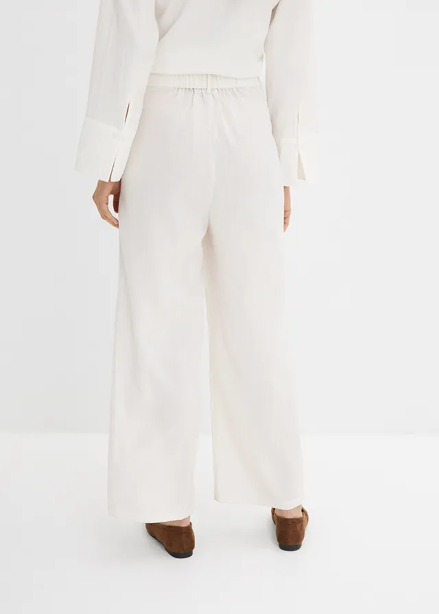 Broek met decoratieve knoop van een viscose-mix • wolwit • product-page.page-title-suffix