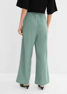 Broek met decoratieve knoop van een viscose-mix, Kleur: zeegras