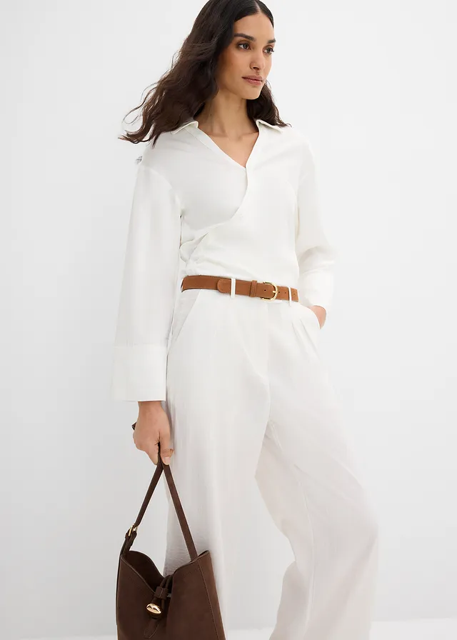 Broek met decoratieve knoop van een viscose-mix • wolwit • product-page.page-title-suffix