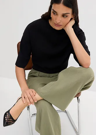 Spodnie z dekoracyjnym guzikiem, z mieszanki wiskozy • trawa morska • sklep bonprix