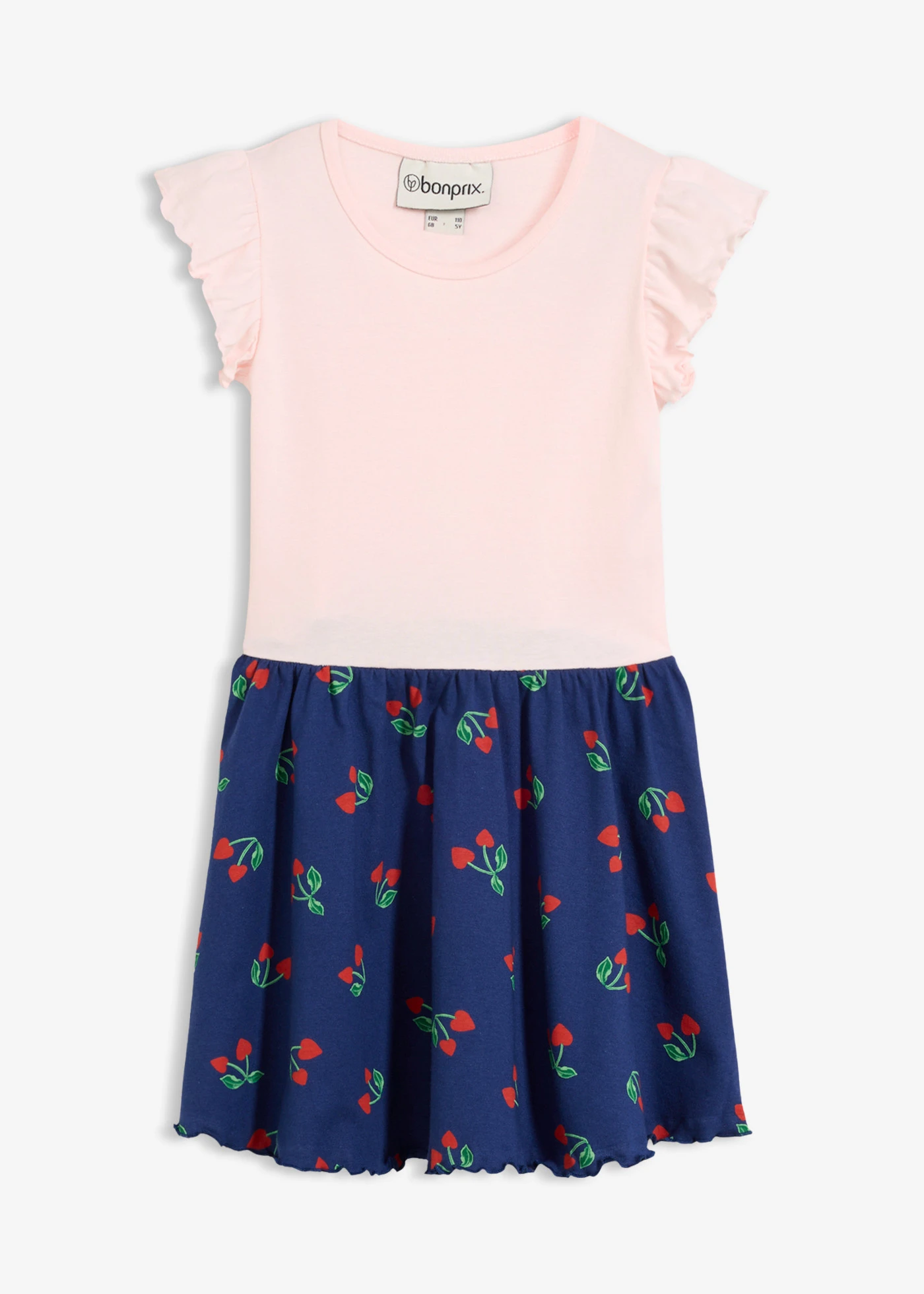 Rochie din jerse din bumbac organic 100% • roz deschis-bleumarin profund-roșu-lavă înflorat • magazin bonprix