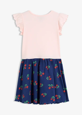 Džersejové šaty z čistej bio bavlny • svetloružová-morská modrá-lávovo červená kvetovaná • obchod bonprix