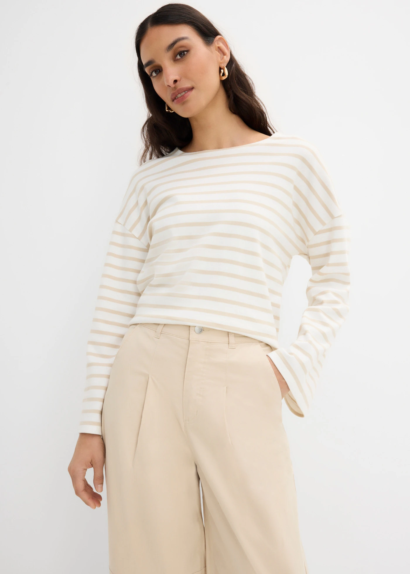 Vékony, twill Culotte nadrág ballon hatással • világos homok • bonprix áruház