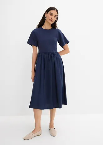 Robe midi 100% coton • bleu foncé • Boutique bonprix