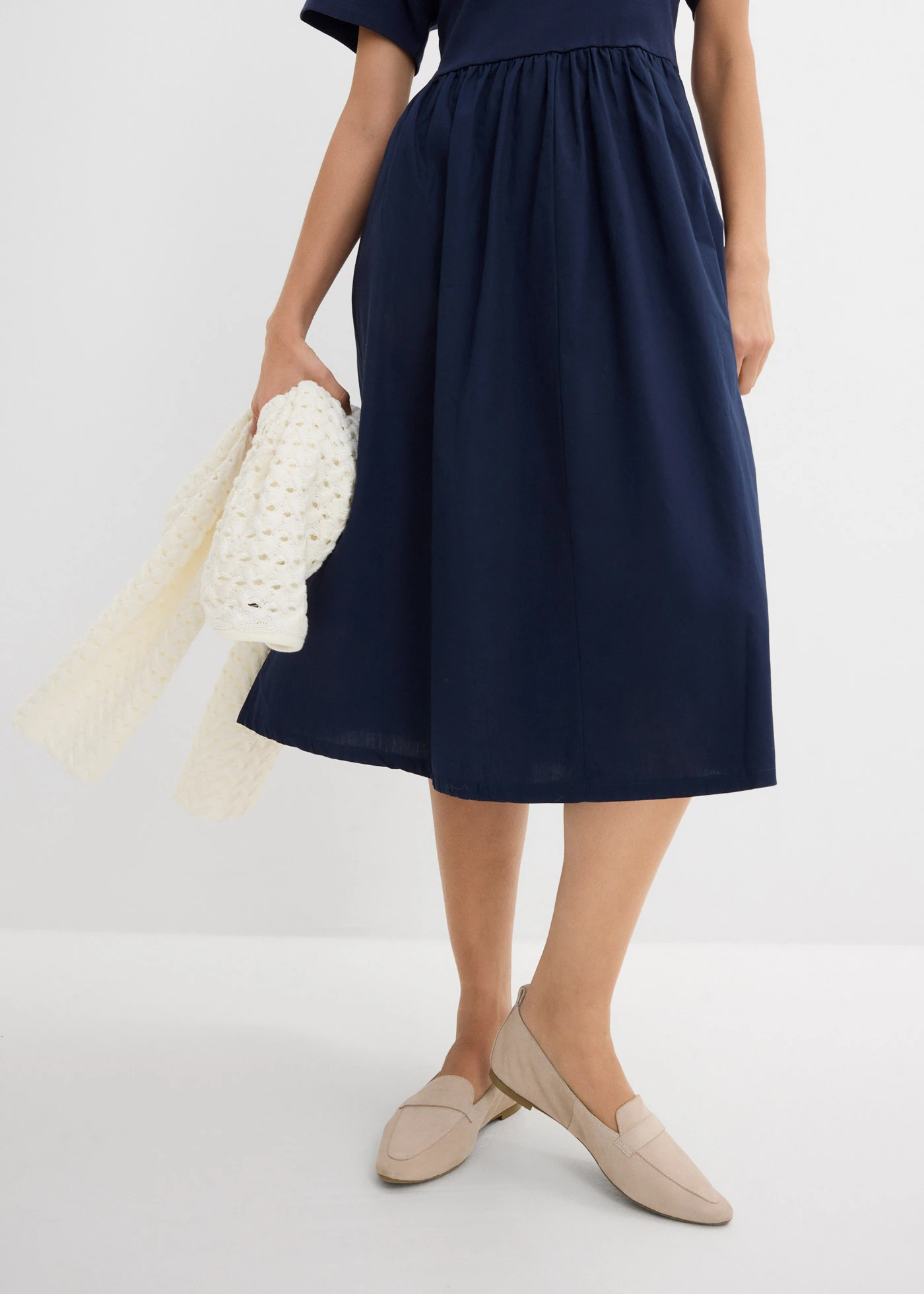 Midi-jurk van puur katoen • donkerblauw • bonprix online shop