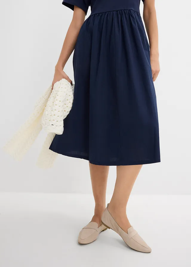 Midi jurk van puur katoen • donkerblauw • product-page.page-title-suffix