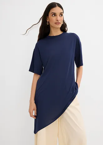 Shirt in een zachte modalmix, Kleur: donkerblauw