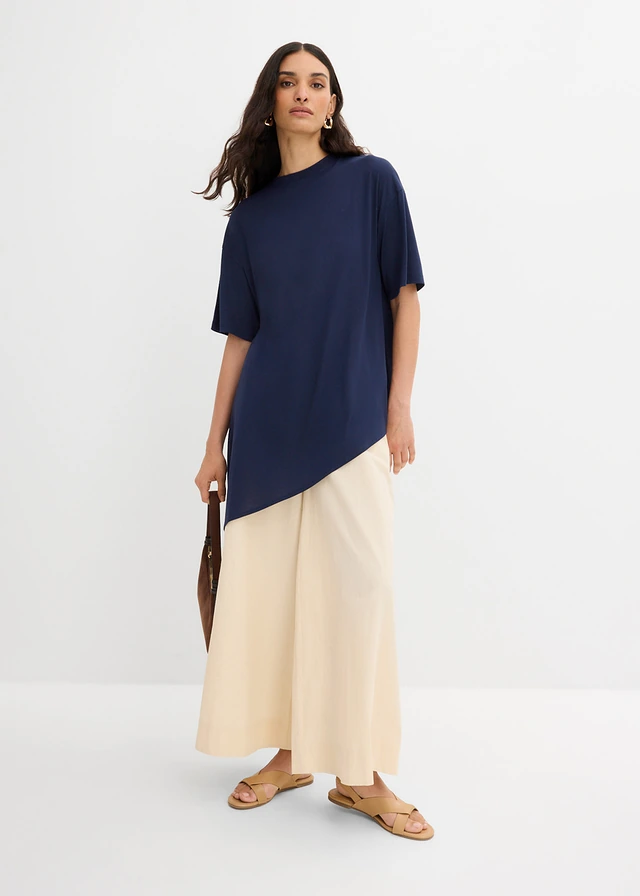 T-shirt doux en modal mélangé, Couleur: bleu foncé
