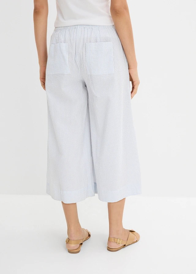 Wijde culotte van seersucker • poederblauw-wit verticaal gestreept • product-page.page-title-suffix