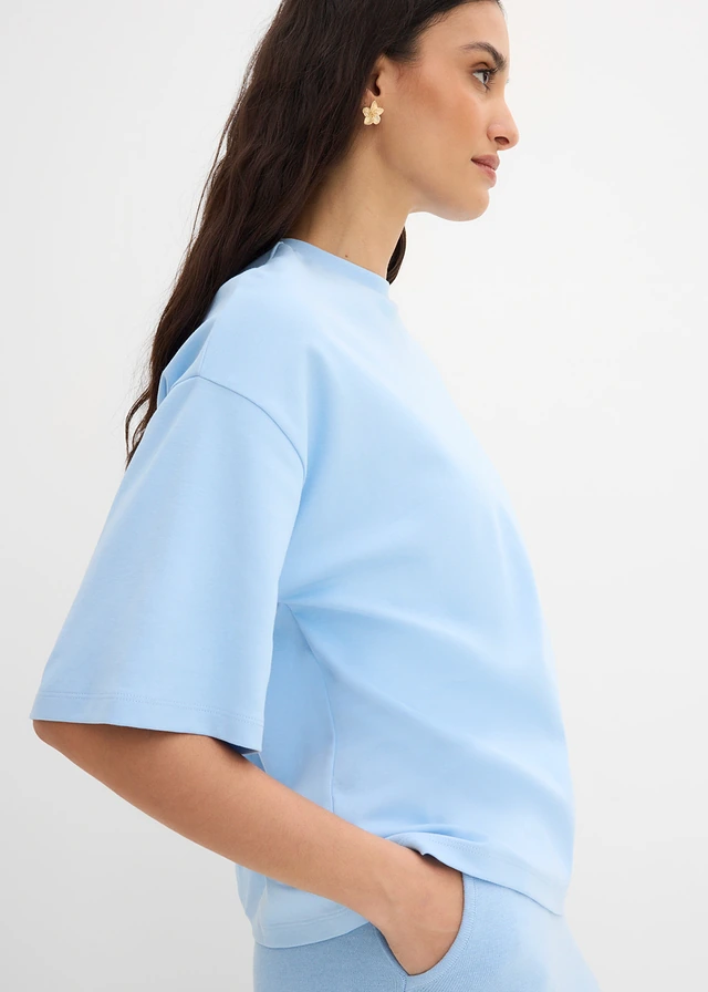 Oversized shirt met asymmetrische onderrand van puur biologisch katoen • lichtblauw • product-page.page-title-suffix