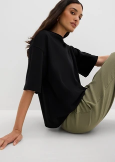Oversized shirt met asymmetrische onderrand van puur biologisch katoen • zwart • bonprix online shop