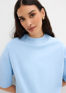 T-shirt oversize 100% coton à base asymétrique • bleu clair • Boutique bonprix