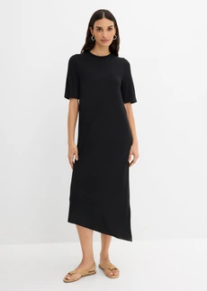Robe à base asymétrique en jersey avec modal, Couleur: noir