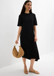 Robe à base asymétrique en jersey avec modal, Couleur: noir
