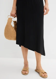 Robe à base asymétrique en jersey avec modal • noir • Boutique bonprix