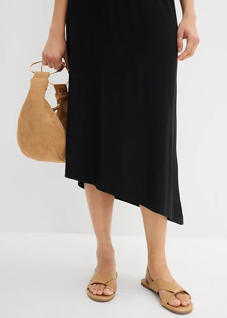 Ruha aszimmetrikus vonalvezetéssel és modál keverékből • fekete • bonprix áruház